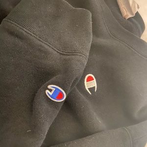 Reverse Weave Black Champion Crewneck